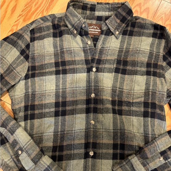 Mountain Ridge long sleeve button front flannel shirt womens green black brown S - Picture 4 of 12